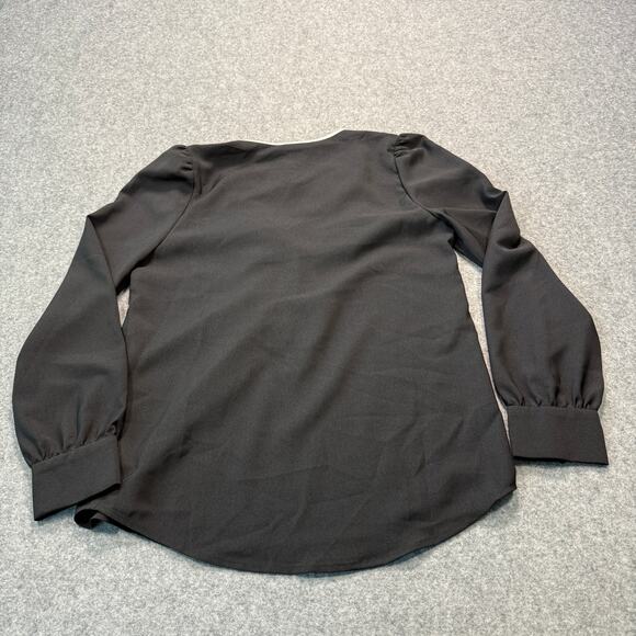 Women's J. Crew Black and Cream Ruffle Collar Top Size XXS NEW - Picture 5 of 8